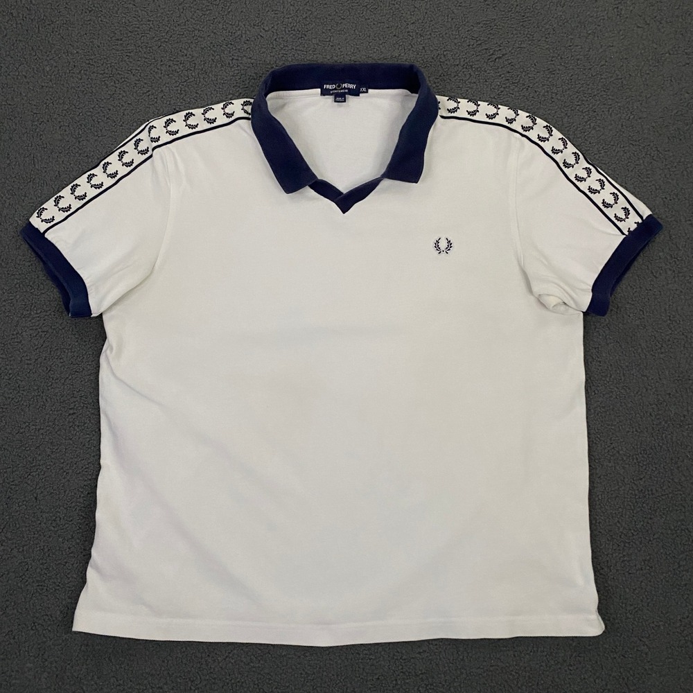 Fred Perry Polo Shirt Mens 2XL White Johnny Collar Short Sleeve Mesh Logo